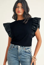 Load image into Gallery viewer, Faux Leather Ruffle Sleeve Top
