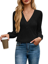 Load image into Gallery viewer, Multi Layered V-neck Long Sleeve Top
